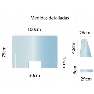 Mampara 100x70cm protección mostradores COVID