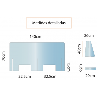 Mampara 140x70 protección mostradores Covid